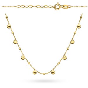 Naszyjnik złoty z dużymi i małymi kuleczkami pr. 585