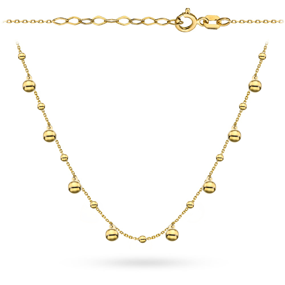 Naszyjnik złoty z dużymi i małymi kuleczkami pr. 585 1 Naszyjnik złoty z dużymi i małymi kuleczkami pr. 585