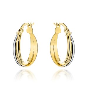 Kolczyki złote kółka dwa kolory złota na angielskim zapięciu pr. 585