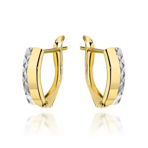 Kolczyki złote z diamentowaniem z boku na angielskim zapięciu pr. 585