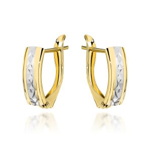 Kolczyki złote z diamentowaniem na środku na angielskim zapięciu pr. 585