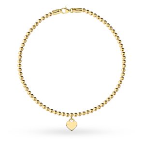 Bransoletka złota złożona z gładkich kuleczek i wiszącym sercem pr. 585