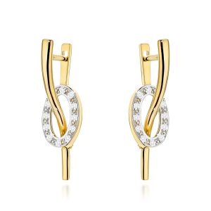 Kolczyki złote fala i owal z cyrkoniami pr. 585