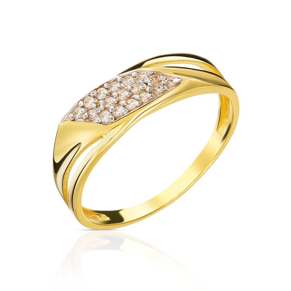 Złoty pierścionek cyrkonie w kształcie rombu 585 1 Złoty pierścionek cyrkonie w kształcie rombu 585