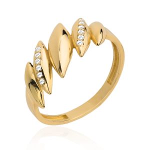 Złoty pierścionek owale z cyrkoniami 585