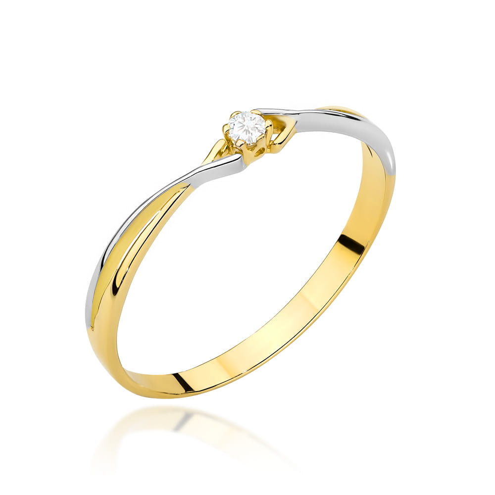 Złoty pierścionek dwa kolory złota i cyrkonia 585 1 Złoty pierścionek dwa kolory złota i cyrkonia 585