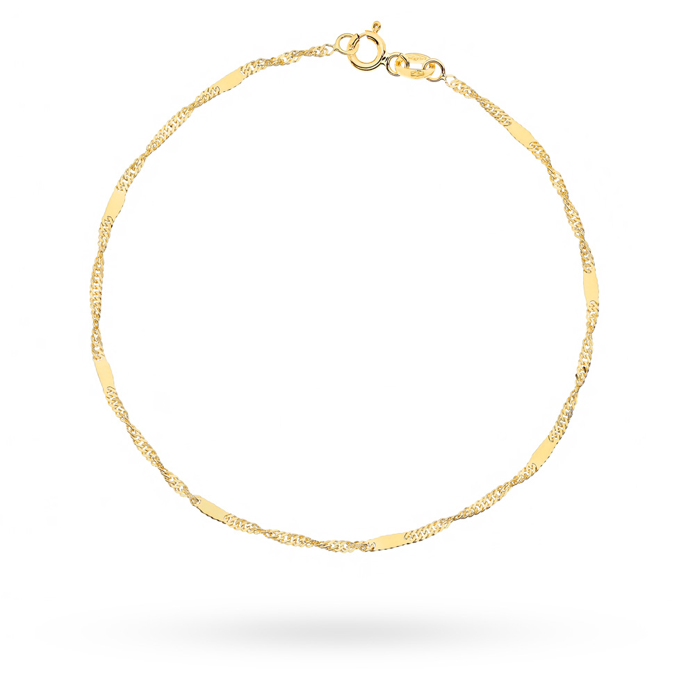 Bransoletka złota splot singapure z blaszką na nogę pr. 585 1 Bransoletka złota splot singapure z blaszką na nogę pr. 585