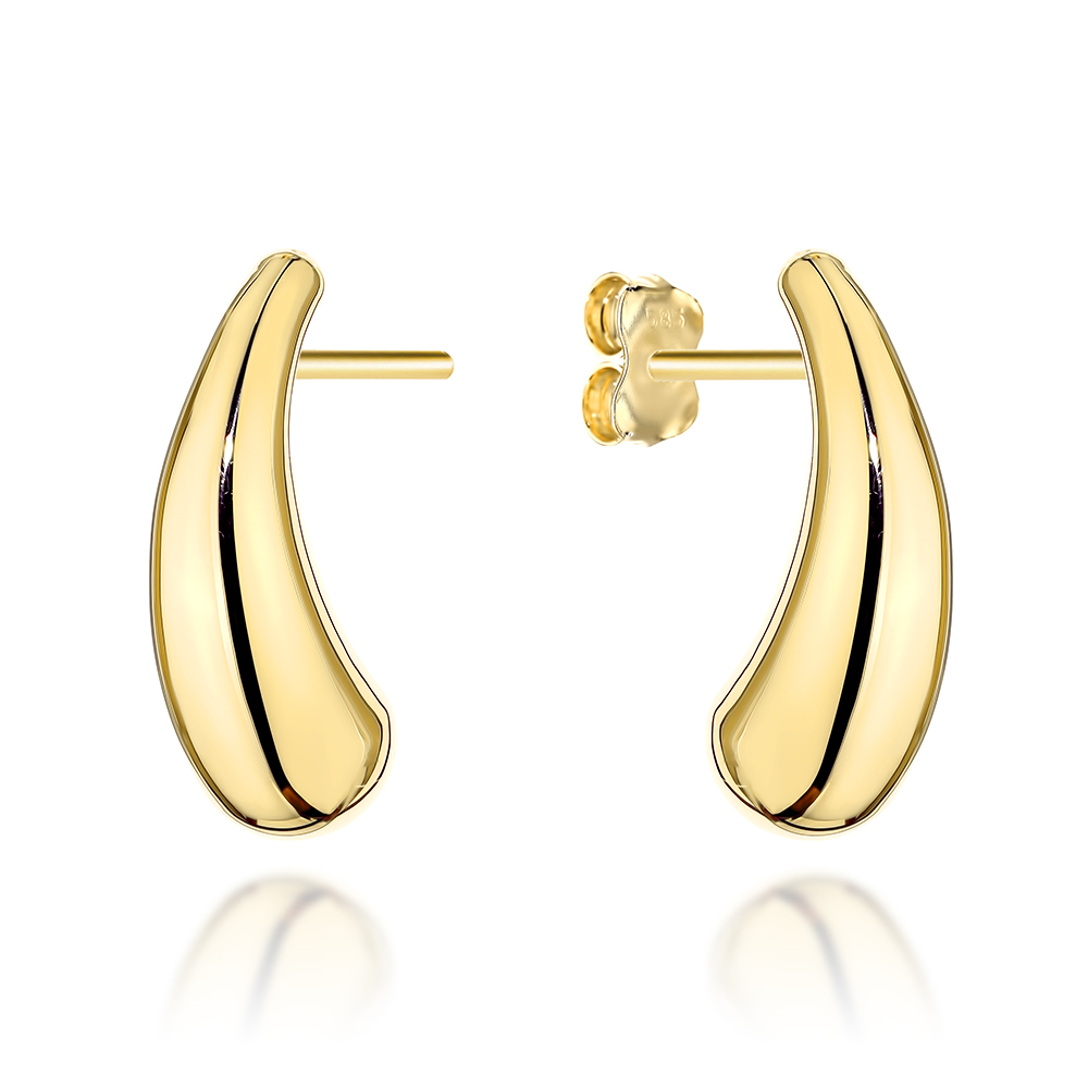 Kolczyki złote wydłużone krople na sztyfcie pr. 585 1 Kolczyki złote wydłużone krople na sztyfcie pr. 585