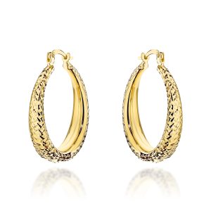 Kolczyki złote koła zdobione diamentowaniem z szeroką szyną pr. 585