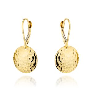 Kolczyki złote wiszące diamentowane koła pr. 585