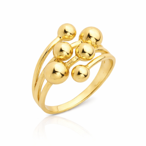 Złoty pierścionek złote kulki 585