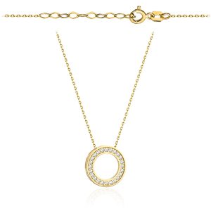 Naszyjnik złoty ring oprawiony cyrkoniami pr. 585