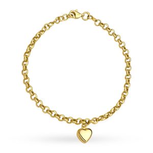 Bransoletka złota na łańcuszku ankier i zaw serce pr. 585