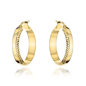 Kolczyki złote koła z diamentowanymi brzegami pr. 585