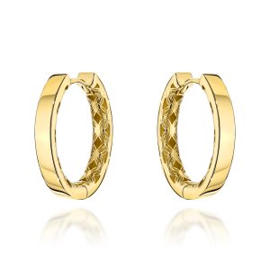 Kolczyki złote kółka gładkie wewnętrznie zdobione ażurem pr. 585