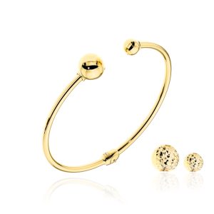 Bransoletka złota sztywna z wkręcanymi wymiennymi kulkami komplet pr. 585