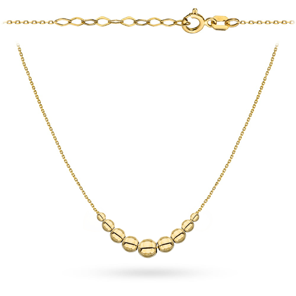 Naszyjnik złoty z gładkimi symetrycznymi kuleczkami pr. 585 1 Naszyjnik złoty z gładkimi symetrycznymi kuleczkami pr. 585