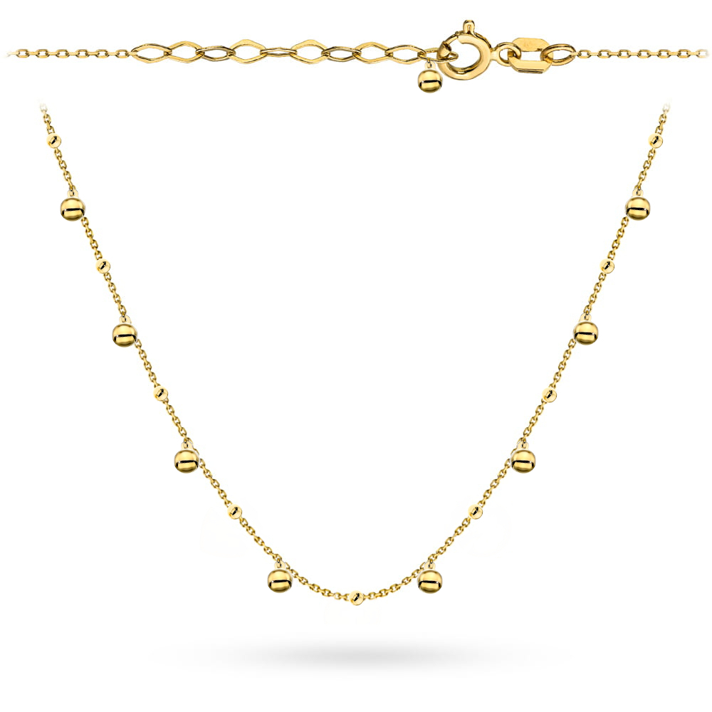 Naszyjnik złoty gładkie wiszące kulki pr. 585 1 Naszyjnik złoty gładkie wiszące kulki pr. 585