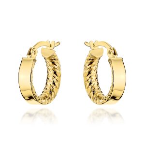 Kolczyki złote kółka wewnętrznie żłobione pr. 585