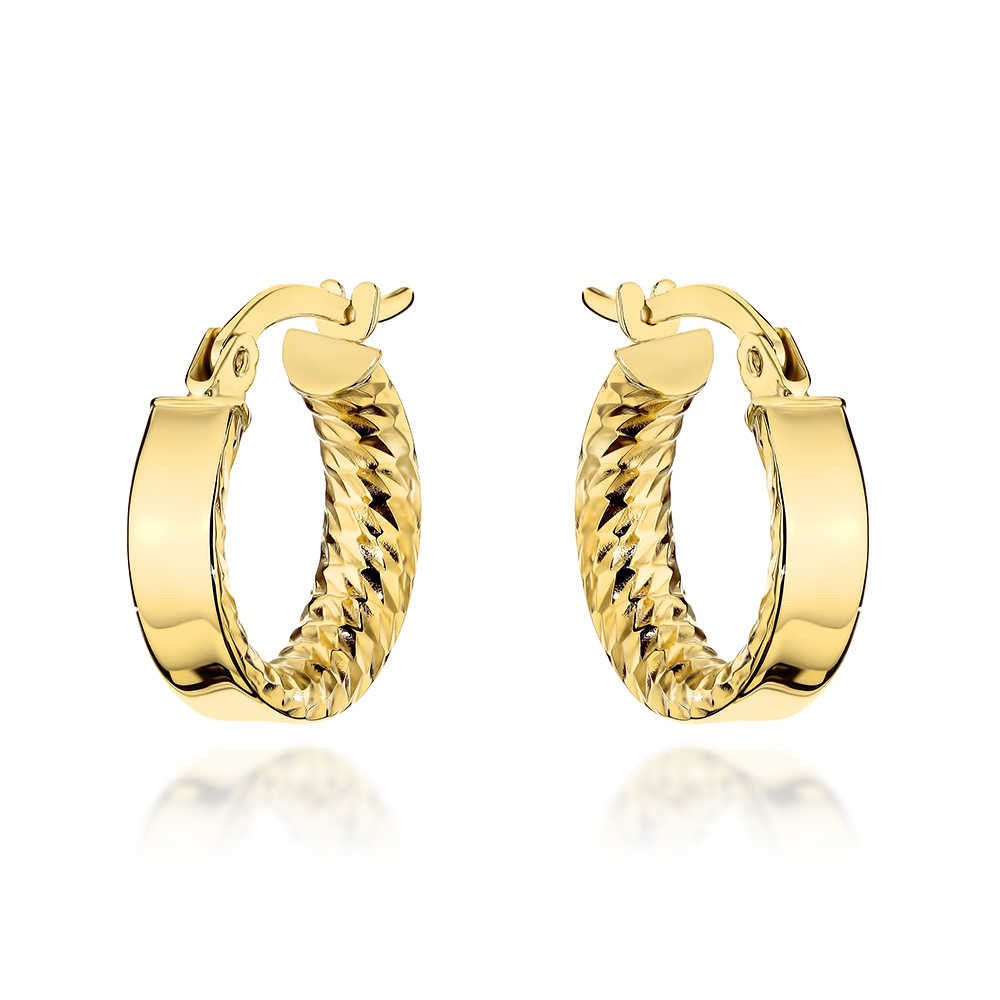 Kolczyki złote kółka wewnętrznie żłobione pr. 585 1 Kolczyki złote kółka wewnętrznie żłobione pr. 585