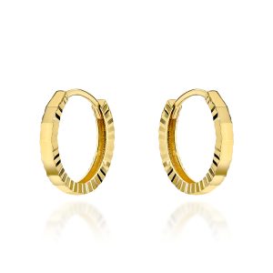 Kolczyki złote małe kółeczka zdobione diamentowaniem pr. 585