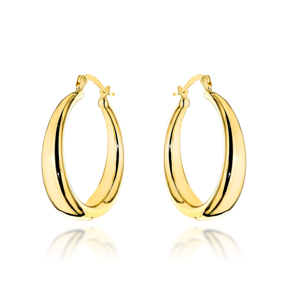 Kolczyki złote koła z szeroką szyną na angielskim zapięciu średnie pr. 585 1 Kolczyki złote koła z szeroką szyną na angielskim zapięciu średnie pr. 585