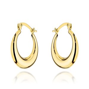 Kolczyki złote koła z zaokrągloną szyną na angielskim zapięciu pr. 585