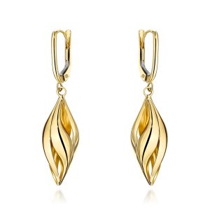 Kolczyki złote wiszące falowane sople pr. 585
