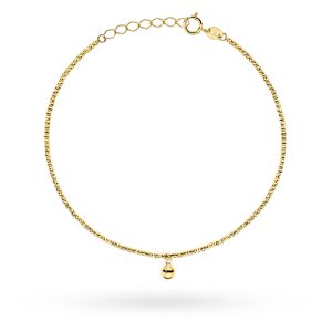 Bransoletka złota złożona z diamentowanym kuleczek z wiszącą gładką kulką pr. 585