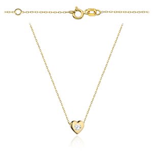 Naszyjnik złoty serduszko z centralną cyrkonią pr. 585