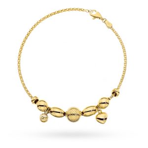 Bransoletka złota z kulkami i sercem zdobiona diamentowaniem pr. 585