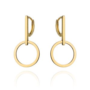 Kolczyki złote koła zawieszone na gładkim zapięciu pr. 585