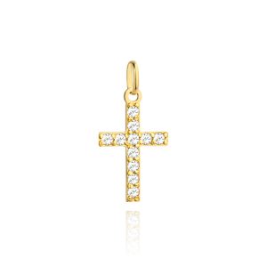 Złoty krzyżyk z cyrkoniami 585