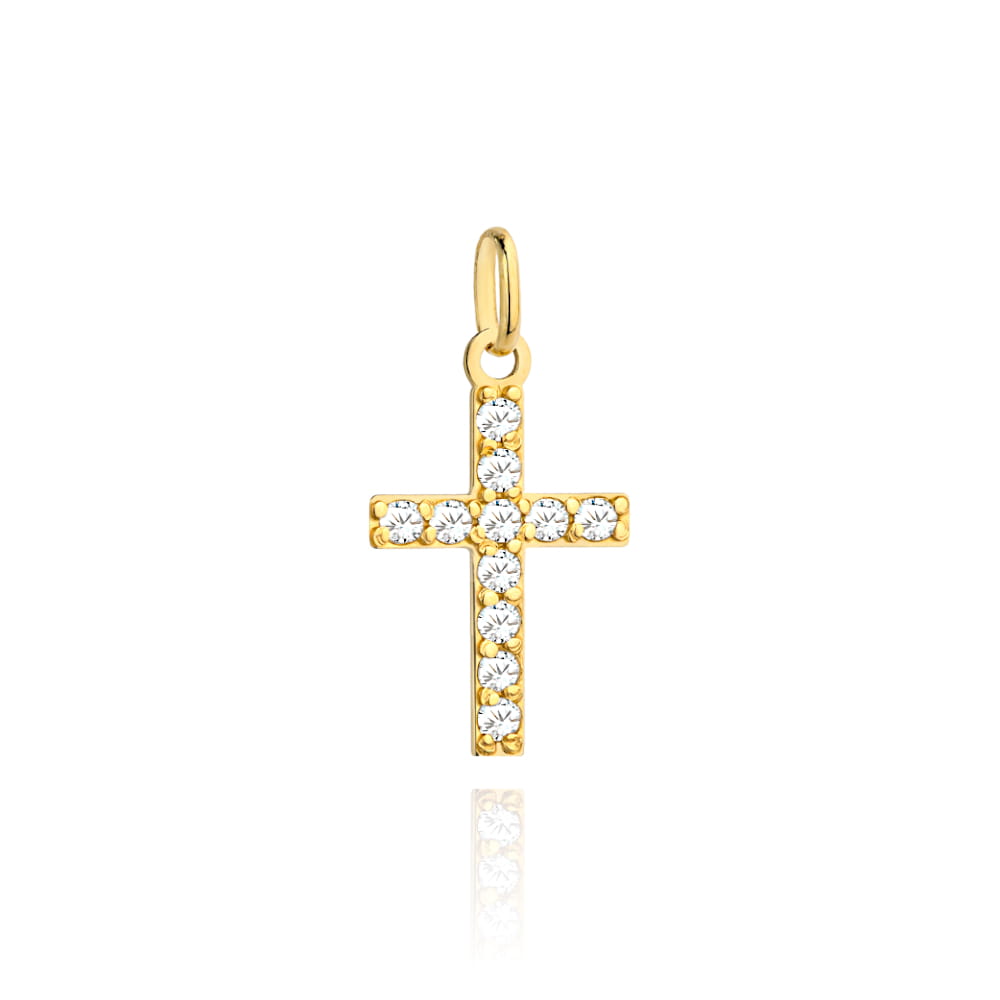 Złoty krzyżyk z cyrkoniami 585 1 Złoty krzyżyk z cyrkoniami 585