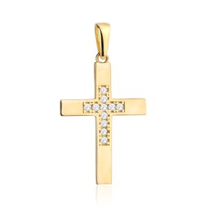 Złoty krzyżyk z cyrkoniami 585